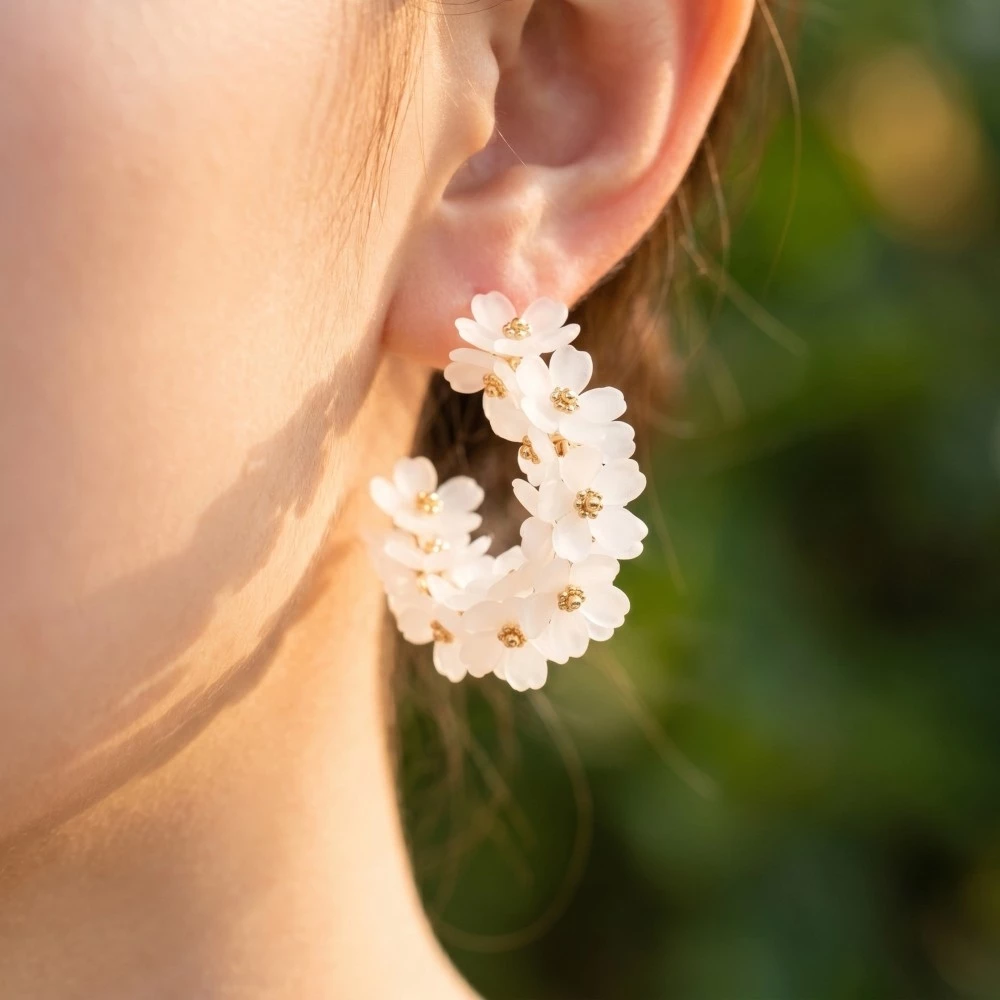 Floral Acrylic Hoop Earrings