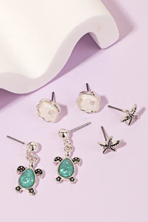 Sea Themed Stud Earrings Set