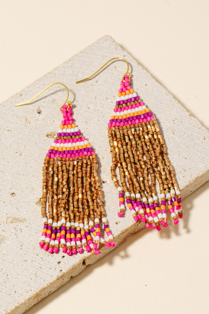 Western Seed Beaded Fringe Earrings