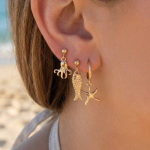Sea Life Charms Hoop Earrings Set