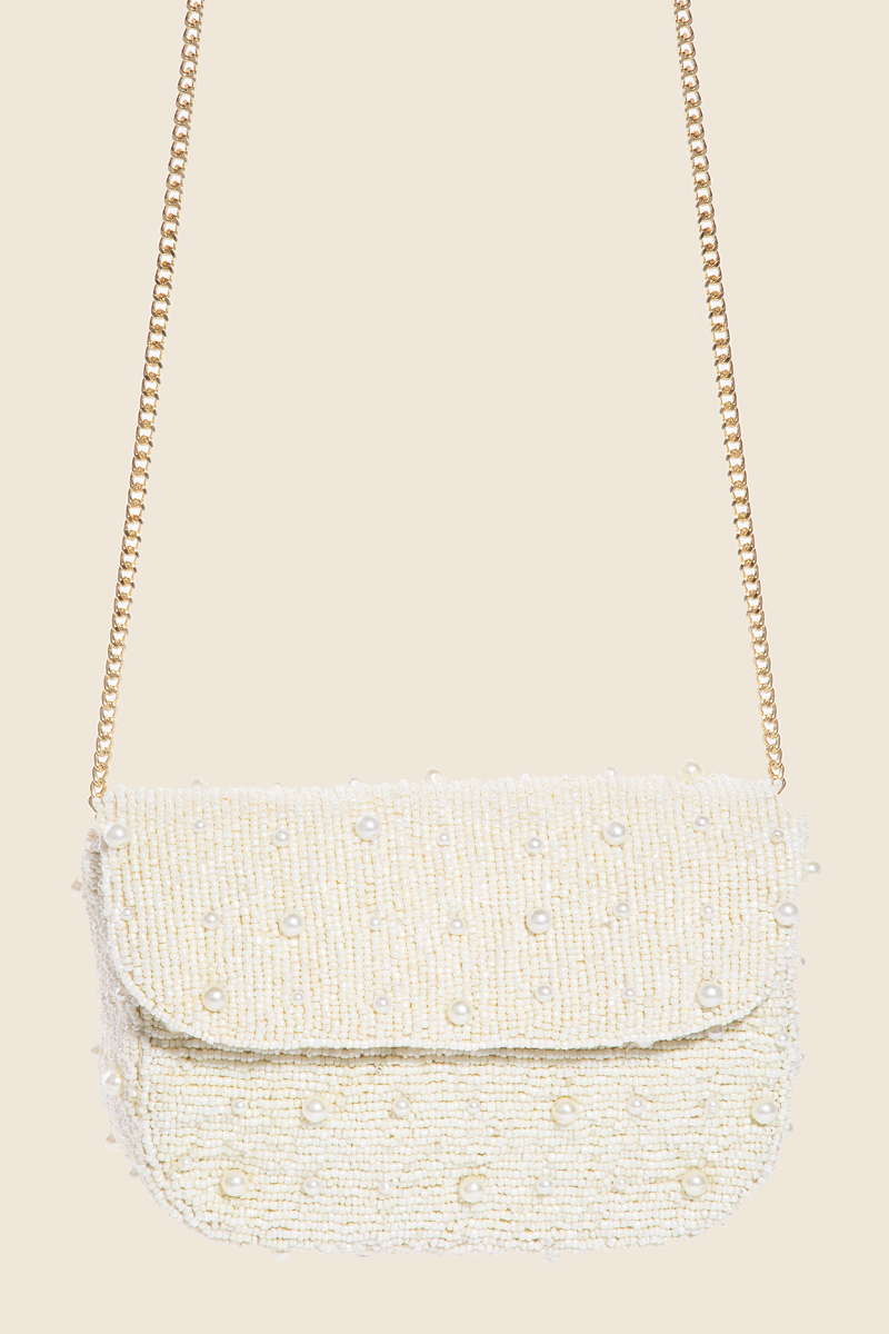 Cluster Seed Beaded Chain Strap Hand Bag