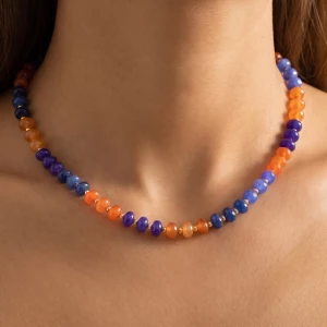 Round Stone Beaded Necklace