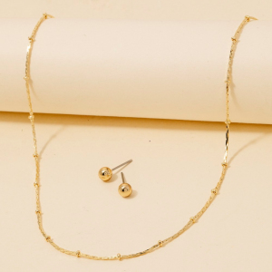 Gold Dipped Intricate Station Dainty Chain Necklace Set