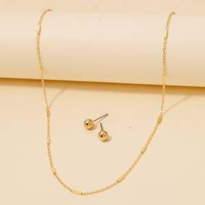 Gold Dipped Bar Station Chain Necklace Set