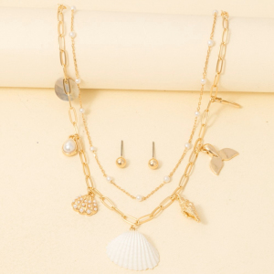 Mixed Sea Life Charms Chain Necklace Set