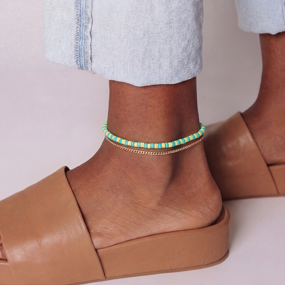 Layered Bead Snake Chain Anklet