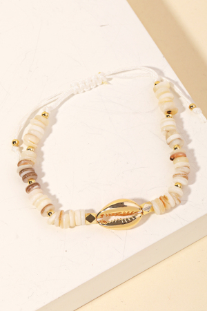 Cowrie Shell Beaded Adjustable Bracelet