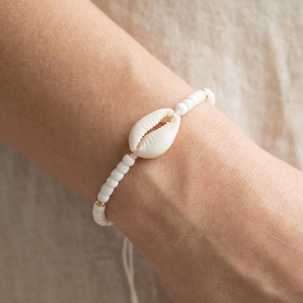 Puka Shell Charms Beaded Cord Bracelet