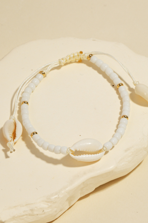 Puka Shell Charms Beaded Cord Bracelet