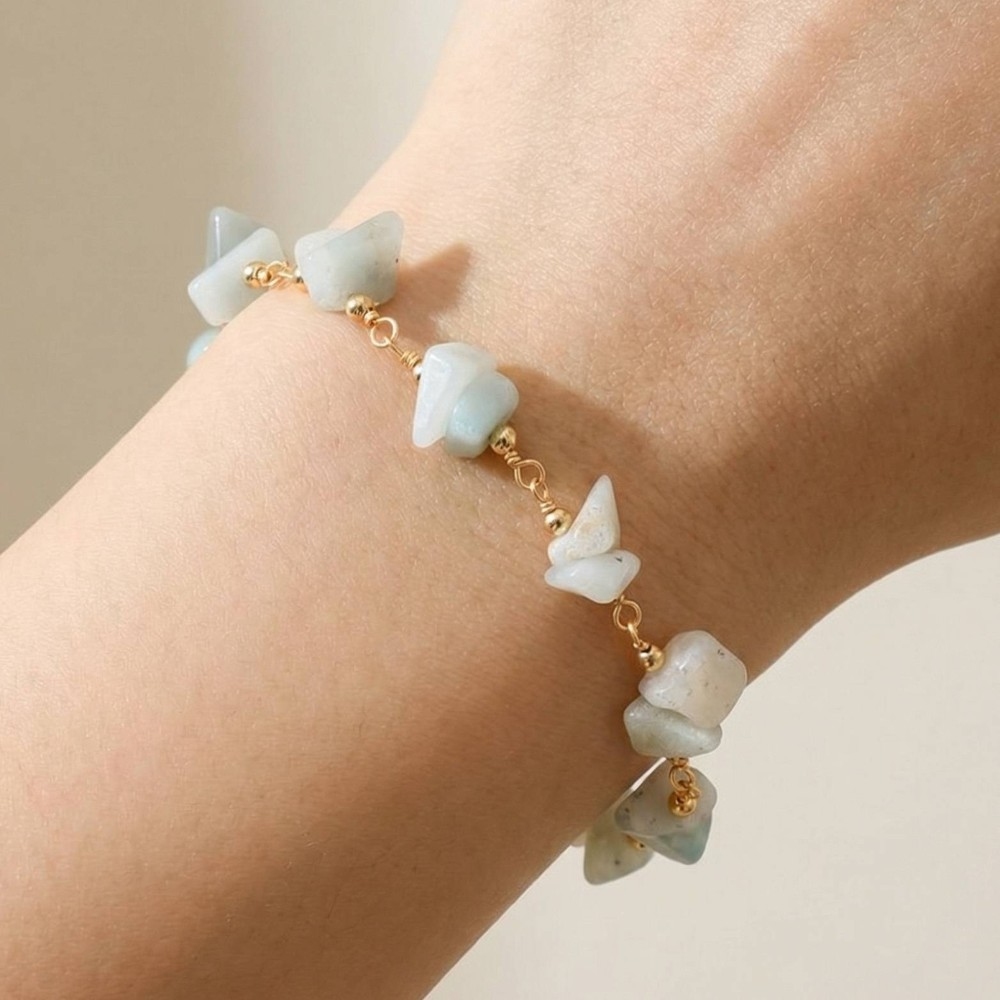 Pebble Stone Beaded Chain Bracelet