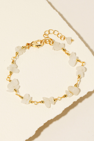 Pebble Stone Beaded Chain Bracelet