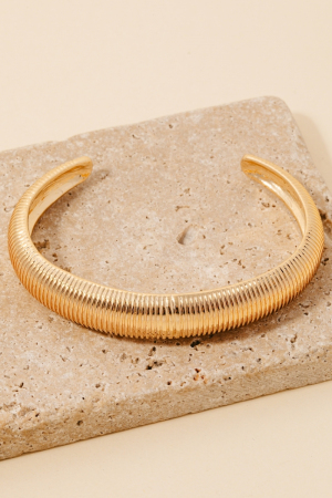 Ridged Metallic Cuff Bracelet