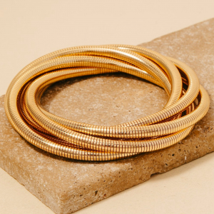 Layered Metallic Elastic Coiled Bracelet Set