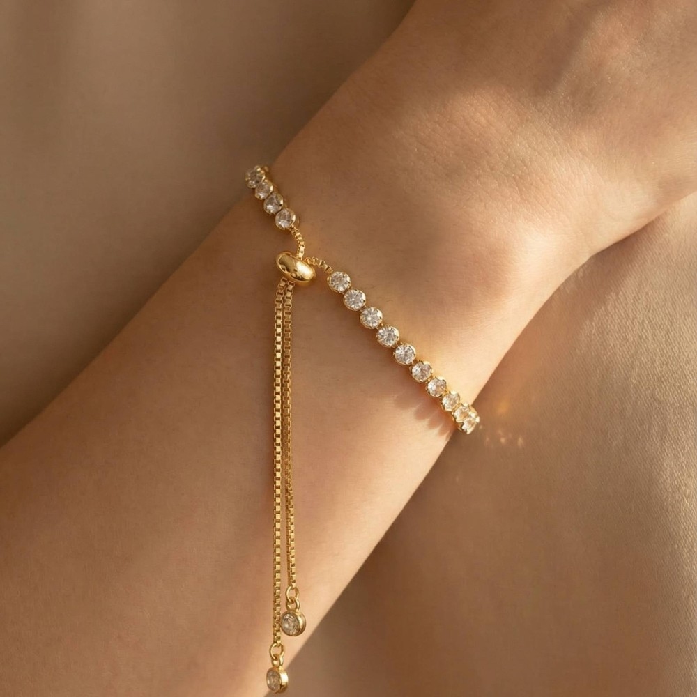 Circle Glass Gems Tennis Chain Bracelet