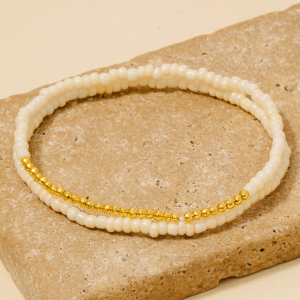 Glass And Metallic Seed Beaded Bracelet