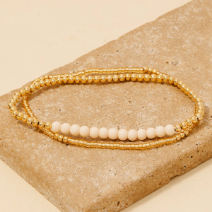 Glass And Metallic Beaded Bracelet Set