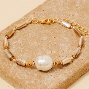 Pearl Stone And Shell Beaded Bracelet
