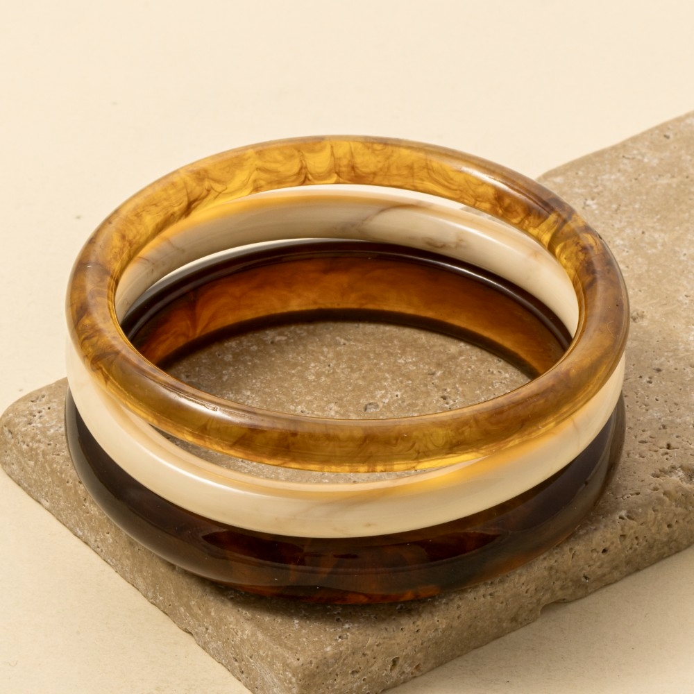 Three Piece Chunky Resin Bangle Bracelet Set