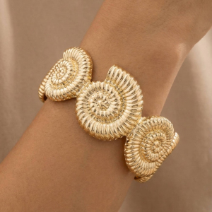 Metallic Nautilus Sea Shell Link Cuff Bracelet