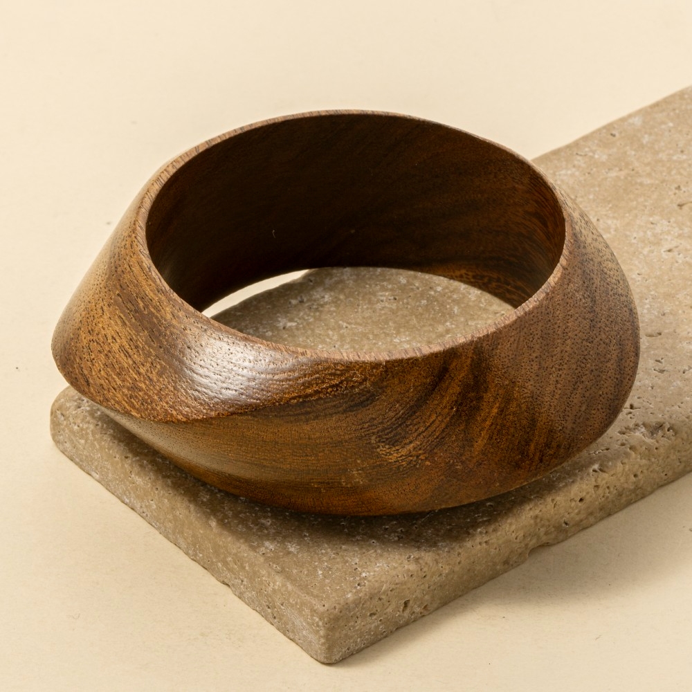 Chunky Wooden Bangle Bracelet