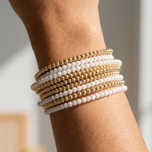 Stacked Multi Strand Bead Stretch Bracelet Set