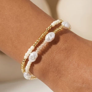 Baroque Pearl And Seed Bead Coil Bracelet