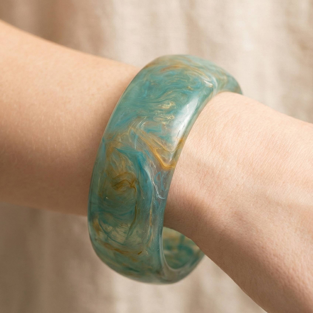Turquoise Resin Thick Bangle Bracelet