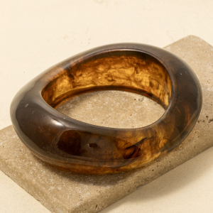 Amber Resin Thick Irregular Bangle Bracelet