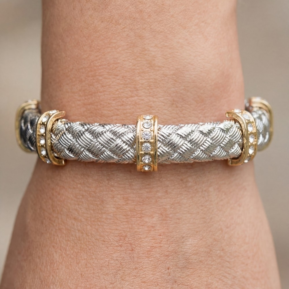 Two Tone Metallic Elastic Bracelet