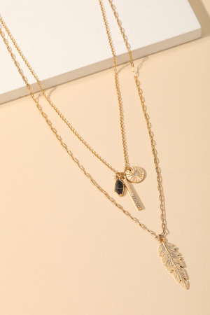 Dainty Chain Link Leaf Charm Necklace