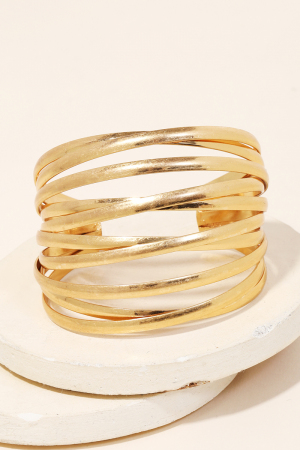 Matte Multi Band Metallic Cuff Bracelet