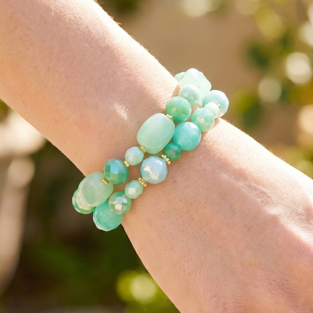 Mixed Faceted Crystal Bead Stretch Bracelet Set