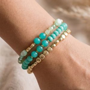 Assorted Three Row Beaded Stretch Bracelet