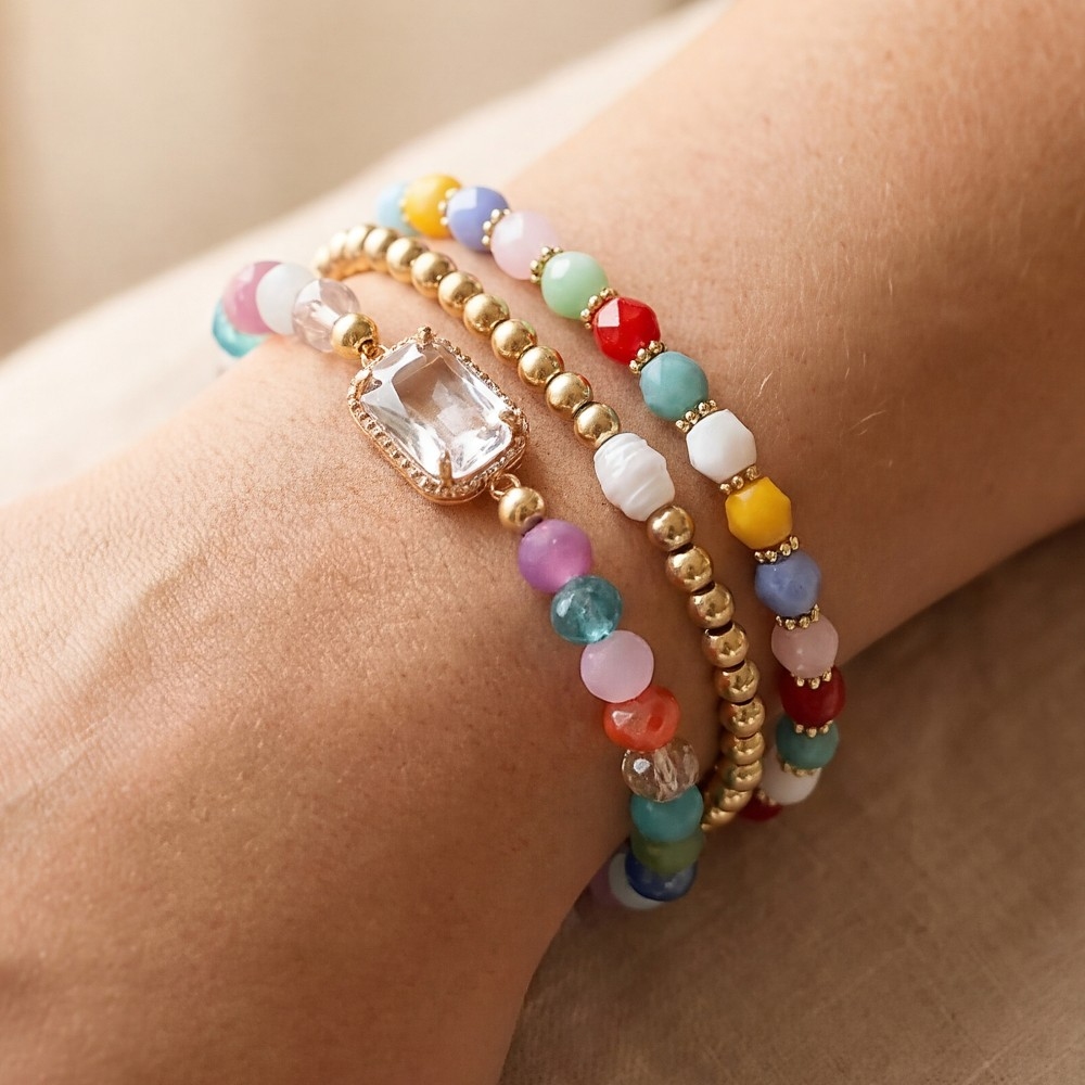Assorted Beads With Pearls Bracelet Set