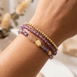 Three Piece Faceted Bead Stretch Bracelet Set