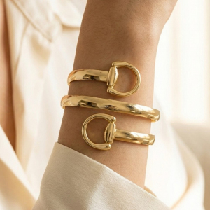 Double Horse Bit Ring Bangle Bracelet