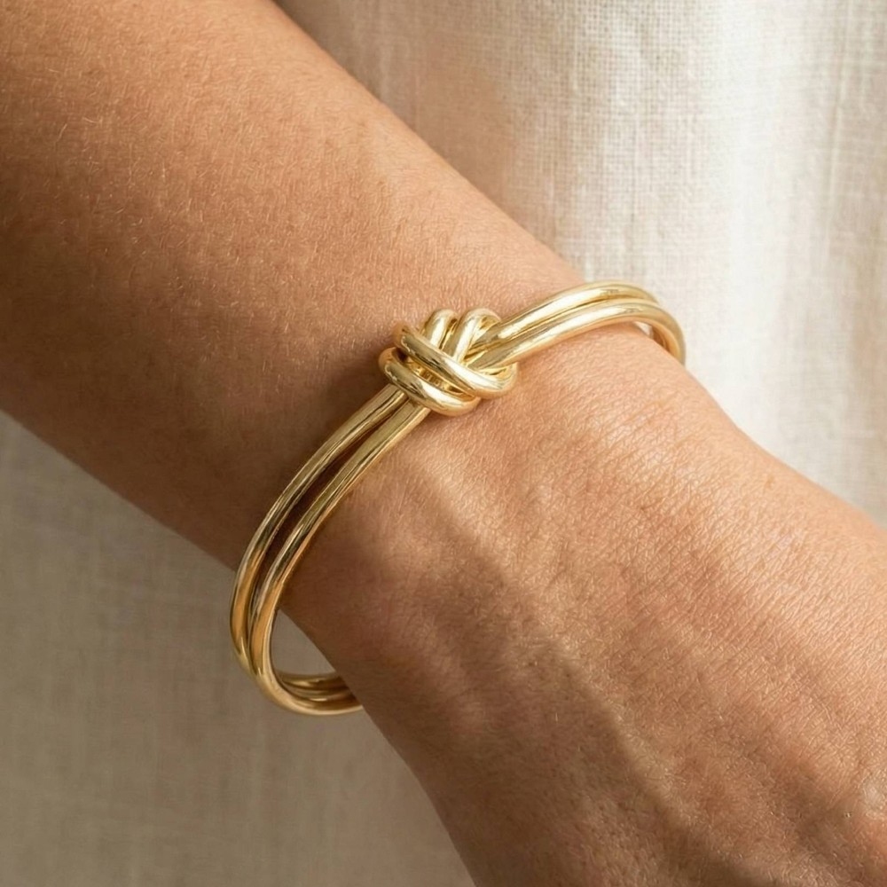 Layered Wire Knot Cuff Bracelet
