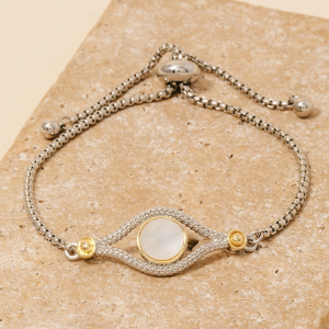Gold Dipped Eye Disc Box Chain Bracelet