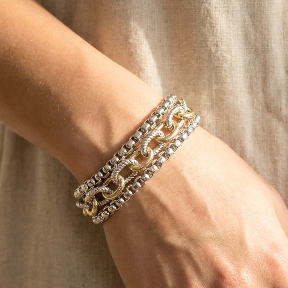 Assorted Chains Magnetic Lock Gold Plated Bracelet