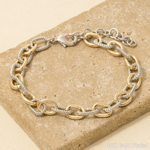 Gold Plated Two Tone Chain Bracelet