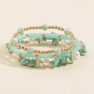 Turquoise Stone Beaded Stretch Bracelet Set