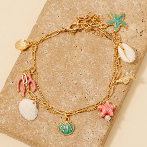 Mixed Sea Life Charms Chain Bracelet