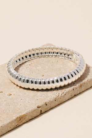 Ridge Textured Hinge Cuff Bracelet