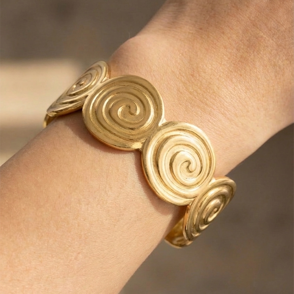 Spiral Disc Link Cuff Bracelet