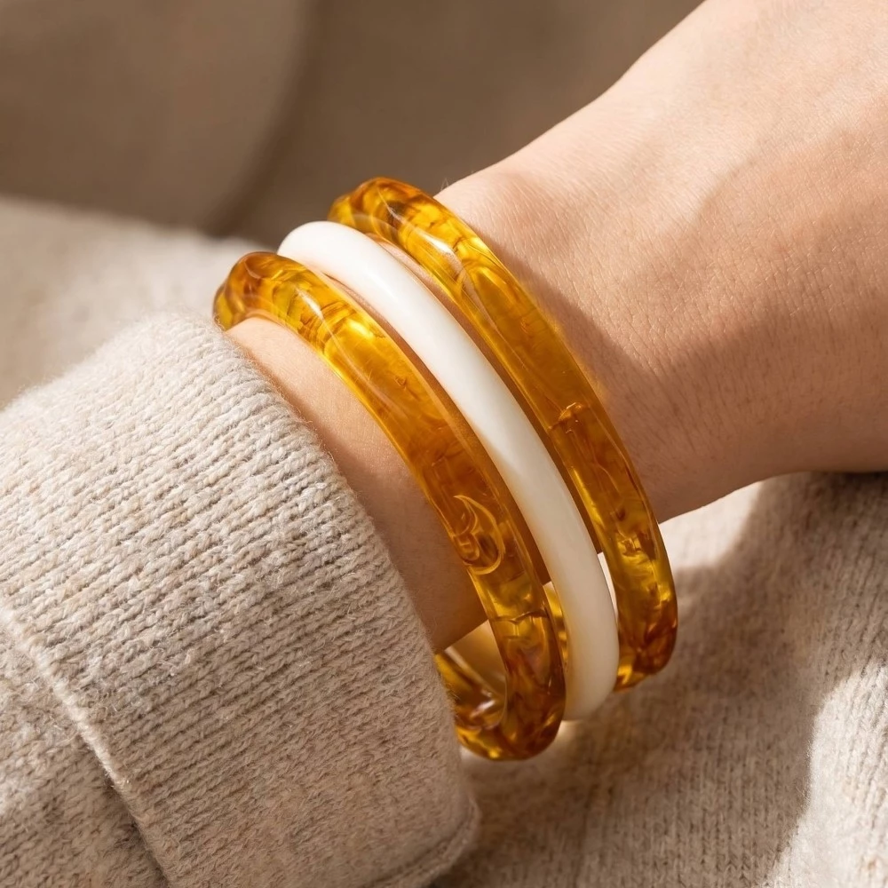 3Pc Thin Resin Bangle Bracelet Set