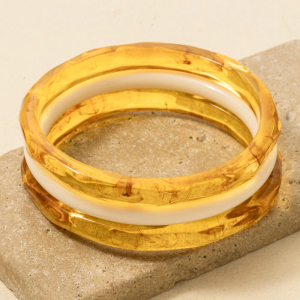 3Pc Thin Resin Bangle Bracelet Set