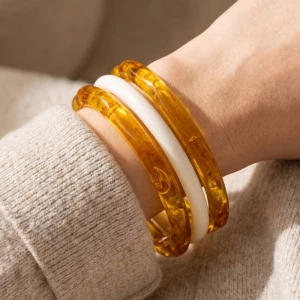 3Pc Thin Resin Bangle Bracelet Set