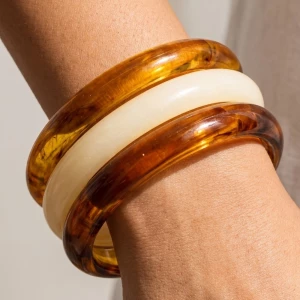 3Pc Mixed Acetate Bangle Bracelets Set