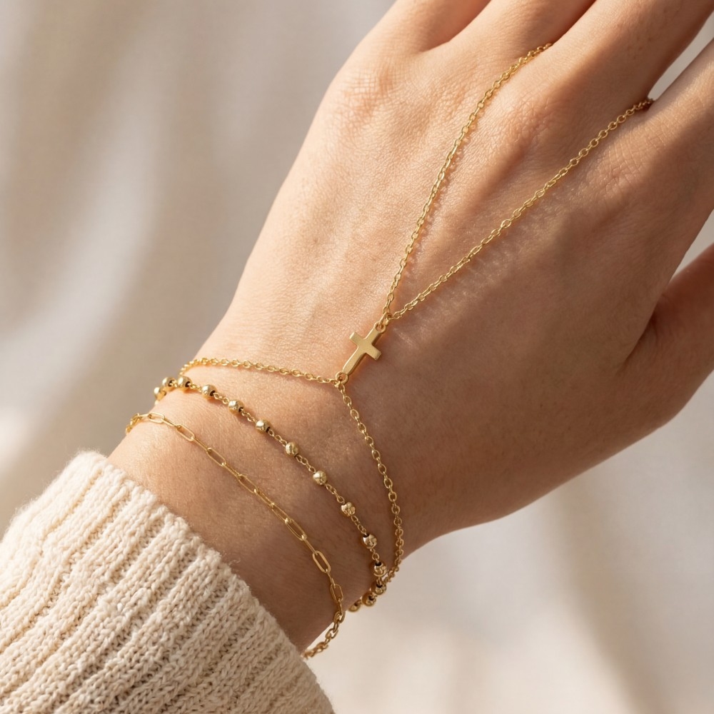 Cross Multi Chain Hand Bracelet