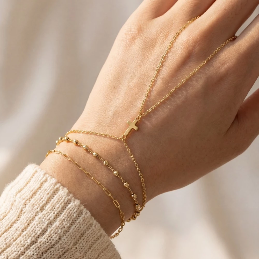 Cross Multi Chain Hand Bracelet